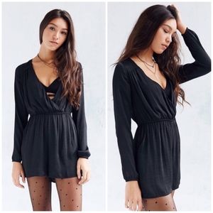 Alice & UO Demy Satin Romper in Black